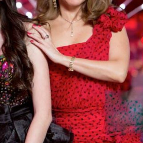 🌹 Silk Red Polka Dot Albert Nipon Evening Dress Pre Owned - Picture 12 of 12